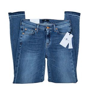 7 FOR ALL MANKIND Women's The Skinny Crop Unrolled Slim Illusion Jeans NWT 28